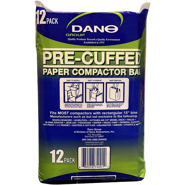 Paper Compactor Bags Pre-Cuffed (12 Pack)