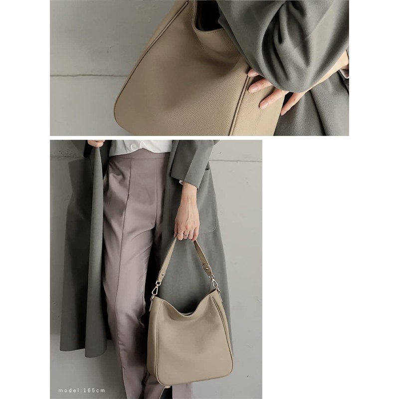VITAFELICE sib-20003n Women's Genuine Leather 2-Way Shoulder Bag, grey beige