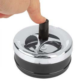 Redondo Empuje hacia abajo Fumar cenicero Cenicero de metal Cubierta a prueba de viento Cenicero con bandeja giratoria para interiores al aire libre(4#)