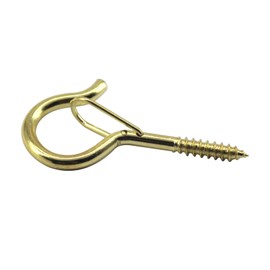 Zerniple Q Shaped Hanger Hooks Golden Screw Hooks with Safety Buckle for Hanging Lights Flower Pots (20 Pieces)