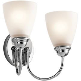 Kichler 45638CH, Jolie Glass Wall Vanity Lighting with Shades, 2 Light, 150 Watts, Chrome