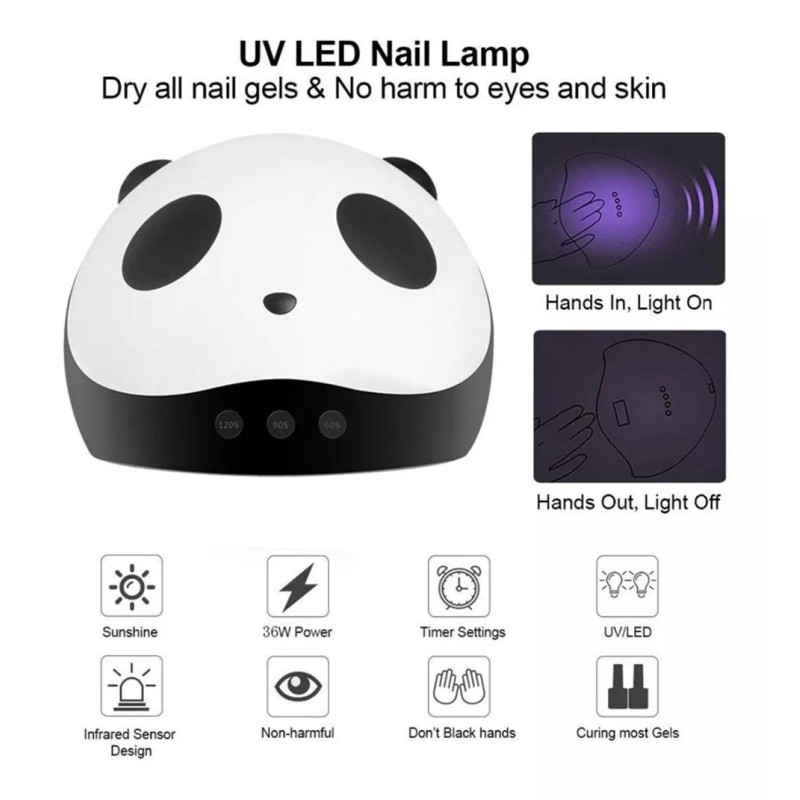 Xi Nail Lamp Lámpara Led/uv De Curado De Uñas Panda