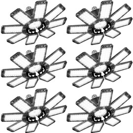Garage Light 6 Pack - 240W 24000LM 6500K Garage Lights Ceiling LED with 8+1 Deformable Panels, E26/E27 Screw Socket in LED Shop Light for Workshop, Basement, Gym, Barn, Warehouse etc Bay Lighting