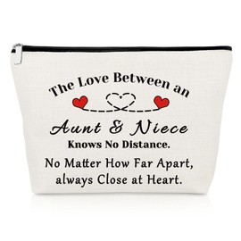 Aunt Niece Gifts Makeup Bag Aunt and Niece Birthday Gifts Appreciation Gift for Women Auntie Graduation Gifts for Girls Niece Travel Cosmetic Pouch Aunt Gifts from Niece Mothers Day Gift Cosmetic Bag