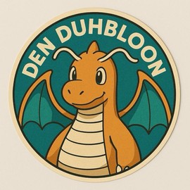 Den Duhbloon Tradeable Sticker with Adorable Dragon Design and Teal Background for Quirky and Cute Graphics:_47