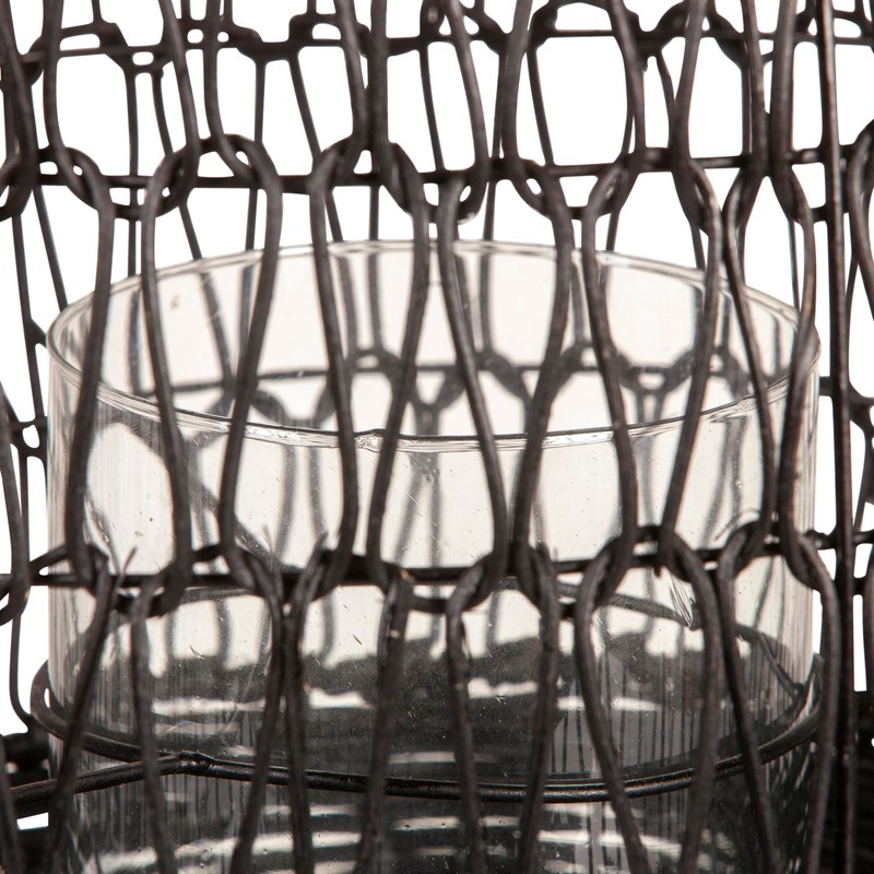 Bloomingville Black Rattan Glass Insert Lantern