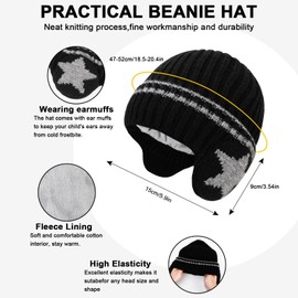 TAGVO Kids Beanie Hat and Scarf Set for Boys, Winter Cold Weather Accessories Set, Warm Thermal Knitted Beanie Hat Neck Warmer Knited Warm Set with Fleece Lining Earmuffs for Children Aged 2-6