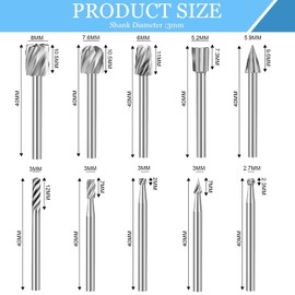 20-Piece Wood Cutter Set Compatible with Dremel, Wood Carving Drill Bit Set, with 3 mm Shank for Rotary Tools, for DIY, Woodworking, Carving, Engraving and Drilling