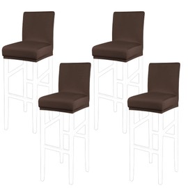 PiccoCasa Set of 4 Bar Stool Covers with Elastic Bottom, Stretch & Removable Dining Chair Covers for Pub Counter - Spandex Height Side Chair Covers Protector Slipcovers Dark Brown