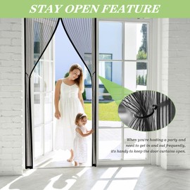 Magnetic Fly Screen Door Curtain - Fly Curtains 80X200cm for Doors with Powerful Magnets and Full Frame Magic Tape, Fly Nets for Doors Without Drilling, Suitable for Patio Doors Balcony Bedroom