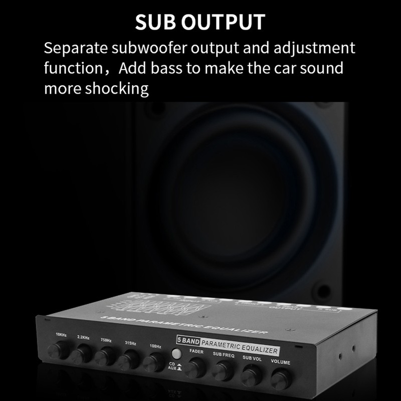 Professional 5 Band Car Equalizer Multifunctional Car Audio EQ Tuning