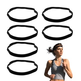 6 PCS Thin Headbands for Women, Elastic Sports Headband, Non Slip Skinny Headbands, Lightweight and Skin-Friendly, for Women Men Girls Boys Teen, Black