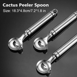 3pcs Spoon Cactus Peeler, Stainless Steel Cuchara Pelador de Nopales Multi-Function Pelador de Nopales Cactus Peeler Tool Chinese Noodle Cutter for Kitchen Gadgets Accessory (Silver)