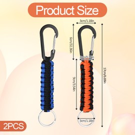 Apausvcm 2Pcs Paracord Keychain, Braided Lanyard Key Chain with Carabiner Heavy Duty Paracord Carabiner Clip for Outdoor Sport Camping Hiking