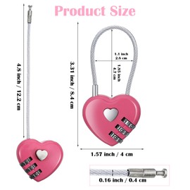 3 Pack Cute Locker Lock, Combination Locks Heart Shape Gym Lock