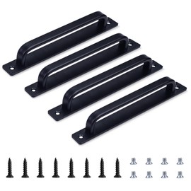 4 Pack Barn Door Handles, 8.3" Sliding Barn Door Pull Handle, Cabinet Door Handle with Screws, Heavy Duty Pull Push Door Plate Handle for Wardrobe Drawer Closet (4Pcs,212mm)