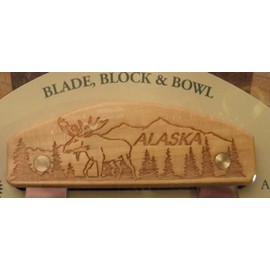 Large Alaska Ulu Bowl Set Roaming Moose Etched Handle