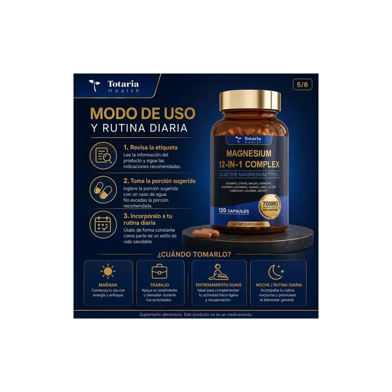120 Cápsulas Magnesio 12 En 1 Fórmula Completa
