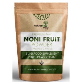 Nature’s Root Noni Fruit Powder 125g (Morinda citrifolia) – 100% Pure Finely Ground Whole Fruit – Vegan Superfood Powder for Smoothies, Juices, Yoghurt, Porridge & Baking – No Fillers or Additives