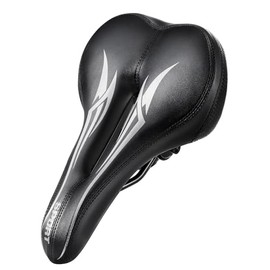 Comfortable Bike Seat, Breathable Memory Foam Padded Wide Bicycle Saddle Cushion, Waterproof Leather Bike Seat with Shock Absorbers, Fits Cruiser Bike, Indoor Cycling Most Bikes for Men Women(MTB)