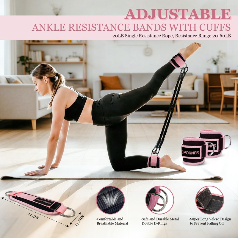 HIMESPORNER Multifunction Pedal Resistance Band with Handle and Ankle Straps,