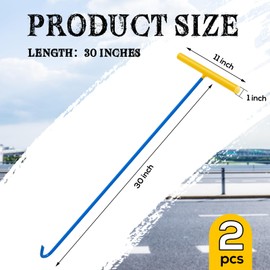 Barydat 1 Pcs Heavy Duty Manhole Cover Hook 30 Inch Handy Hook Lifting Tool, End Made with 3/8" Steel, Septic Tank Locator Tool with Handle Attic Pull Down Hook for Moving Lifting and Pulling