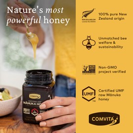 Comvita Manuka Honey UMF 5+ (MGO 83+) - Raw Manuka Honey New Zealand, Pure & Unpasteurized, Superfood for Immune Health, Use in Tea, Wild, Monofloral, Non-GMO - 500g (17.6 oz)