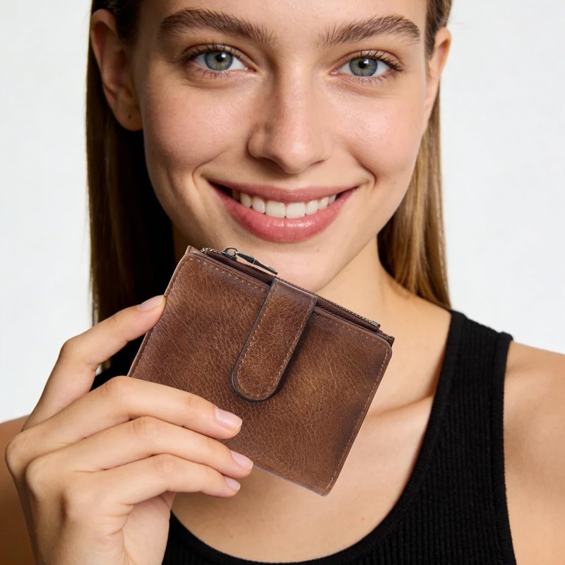 GOIACII Small Wallet Women RFID Blocking Trifold Clutch Ladies Credit
