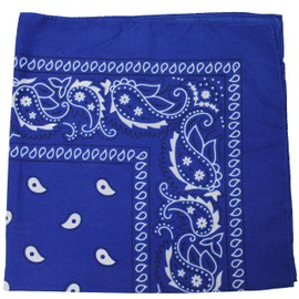 Paquete de 5 bandanas de algodón con estampado de cachemira extragrande, 27 x 27 pulgadas, Azul Real, Talla única