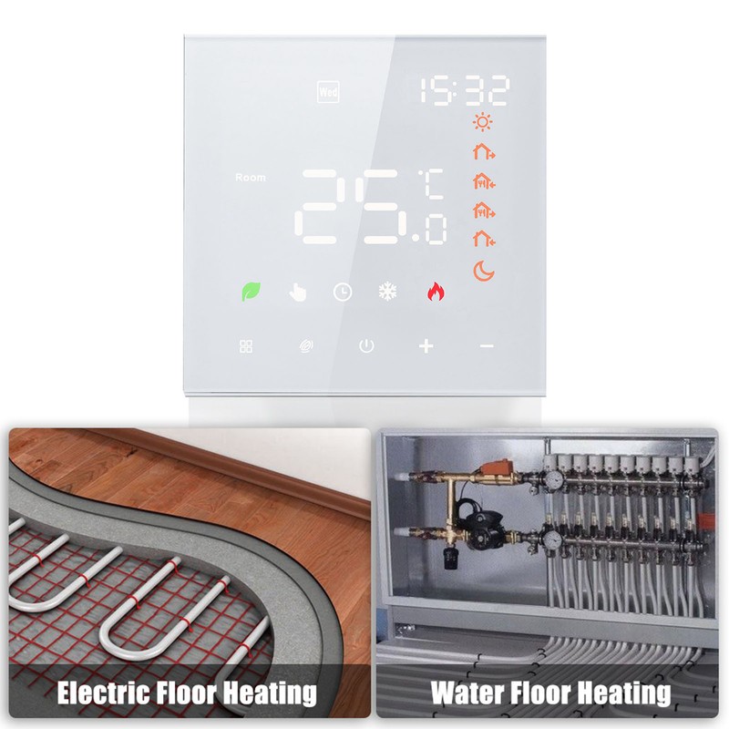 Smart Thermostat 16A Digital Programmable LCD Display Touchscreen Underfloor Heating