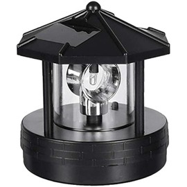 HAKUNA LED Solar Powered Lighthouse,360 Degree Rotating Lamp Waterproof Statue Rotating Lights for Garden Yard Outdoor Décor