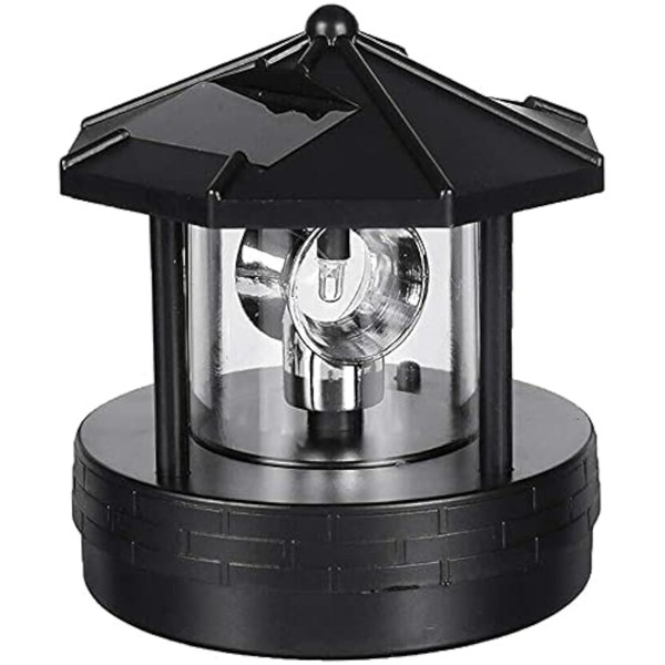 HAKUNA LED Solar Powered Lighthouse,360 Degree Rotating Lamp Waterproof Statue