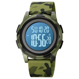 TONSHEN Men's and Women's Sports Watches LED Electronic Digital Watch Outdoor Sports Watch Waterproof Double Time Alarm Stopwatch Plastic Watches, Green, Strap.