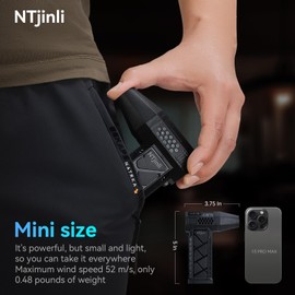 NTjinliElectric air Duster, Compressed air Duster - 13000RPMmini Blower, can be Used for car Dryer Blower, Rechargeable and Reusable, Suitable for Computer Keyboard, Outdoor, car,（Black）