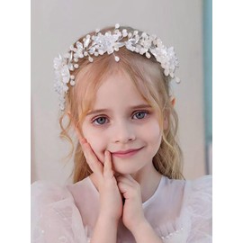 IYOU Flower Girl Hair Accessories Silver Crystal Headbands Leaf Birthday Communion Wedding Hair Accessories for Girls