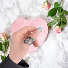 LRGKMCWTOB Retro Flower Ring 925 Sterling Silver Vintage Flower Stacking Band Ring Simple Thumb Statement Rings Victorian Flower Open Adjustable Boho Floral Statement Jewelry for Women (Size 8)