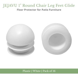 JEJAVU 1" Round Chair Leg Feet Glide, Protect Your Indoor and Outdoor Furniture, Furniture Sliders, Floor Protector, Pack of 16, White