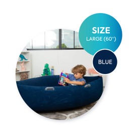 Bouncyband Medium Comfy Peapod Sensory Chair - Blue 60" - Fun, Inflatable Peapod Chair Provides Therapeutic Sensory Relief and Compression for Kids Ages 6-12, Includes Electric Air Pump
