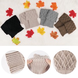 PHOGARY 4 Pairs Women's Winter Leg Warmers, Knitting Crochet Short Button Leg Warmers Girls Boots Boot Cover for Winter Warmer, Black, beige, grey, brown