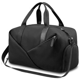 Alaoo Travel Gym Bag, Sports Gym Bag with Wet Pockets and Shoe Compartment, Durable Sports Holdall Bags Travel Bag for Fitness, Travel, Hiking with Men and Women, Black