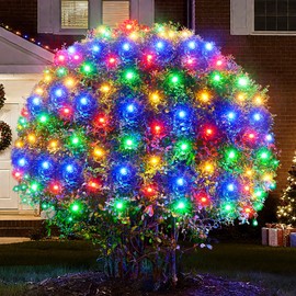 BlcTec Outdoor Christmas Lights 176LED 8.7ft x 5.2ft Christmas Net Lights with UL Certified, 8 Modes, Timer, Connectable, Waterproof Durable Thick Wire for Bushes, Shrub, Trees Xmas Decor, Multicolor