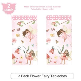 Pack of 2 Fairy Tablecloths, Fairy Tablecloth, Party Tablecloths, Table Decoration, Fairies, Birthday Tablecloth, Waterproof, 54 x 108 Inch Rectangular Tablecloth Elf for Children, Birthday Party