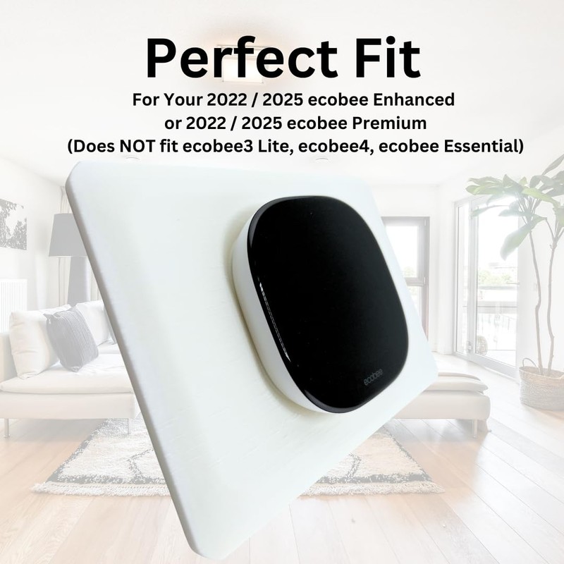 LARGE Solar White Rectangle Wall Plate for Ecobee Smart Thermostat