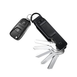 KIEIYI Carbon Fiber Keychain Organizer, Key Ring Holder for 2-6 Keys, Car Key Accessories (Aluminum Alloy Black)