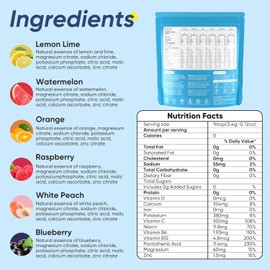 VitalHarvest 36 Sticks Electrolytes Powder Packets 6 Flavors Sugar Free Hydration Packets Electrolyte Liquid Daily IV Drink Mix with Lemon Lime, Watermelon, Orange, Raspberry, White Peach, Blueberry
