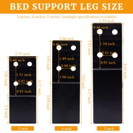 2 Pcs Bed Frame Legs Replacement Parts Bed Feet Furniture Support Leg Reinforcement Kit for Wooden Beds Table Cabinet Sofa Bolt-On Direct Replacement Straight Leg Replace Part Not Plastic Black 4inch