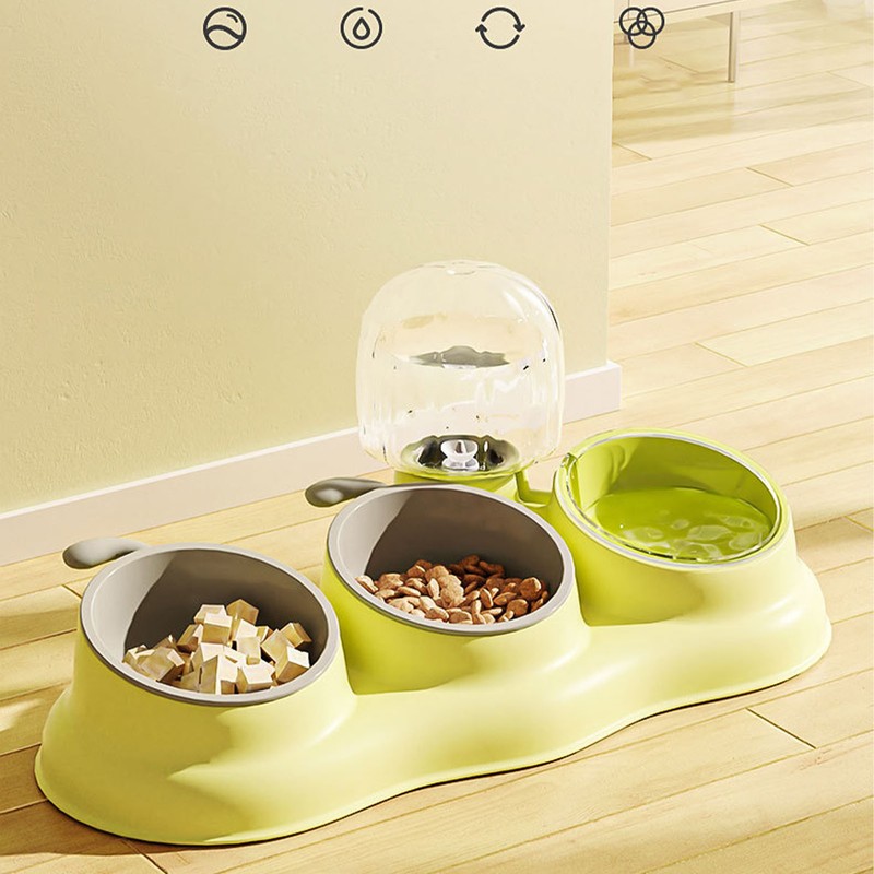 Pet Water Food Bowls 3 in 1 Prevent Slip Tilted