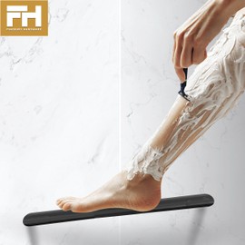 Shower Foot Rest, Corner Shower Bar for Shaving Legs, Wall Mounted Hotel Shower Foot Ledge, Brass Bar Bathroom Foot Step (Matte Black)