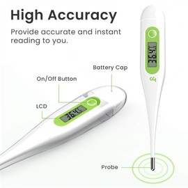 Femometer Digital Thermometers, Oral Thermometer Adults Kids Babies, Accurate Switchable Body Temperature Thermometer, Green