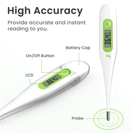 Femometer Digital Thermometers, Oral Thermometer Adults Kids Babies, Accurate Switchable Body Temperature Thermometer, Green